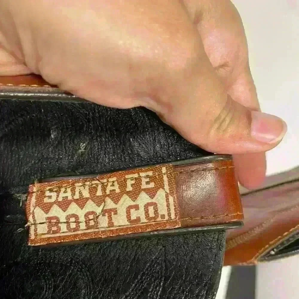 Santa Fe Boot Co. Cowboy Boots Tan Brown Leather Men 8.5D